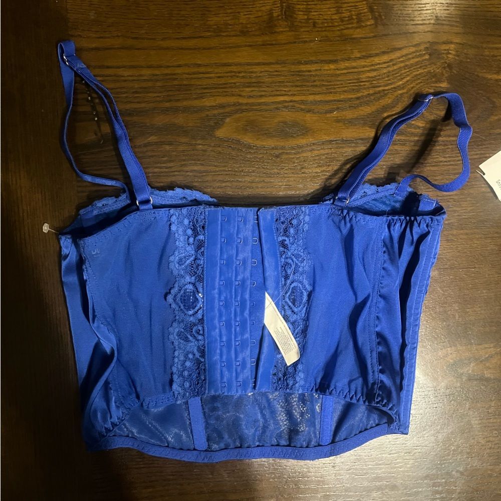 BDG Urban Outfitters Royal Blue Lace and Satin Corset Crop Top Size small - Picture 7 of 9